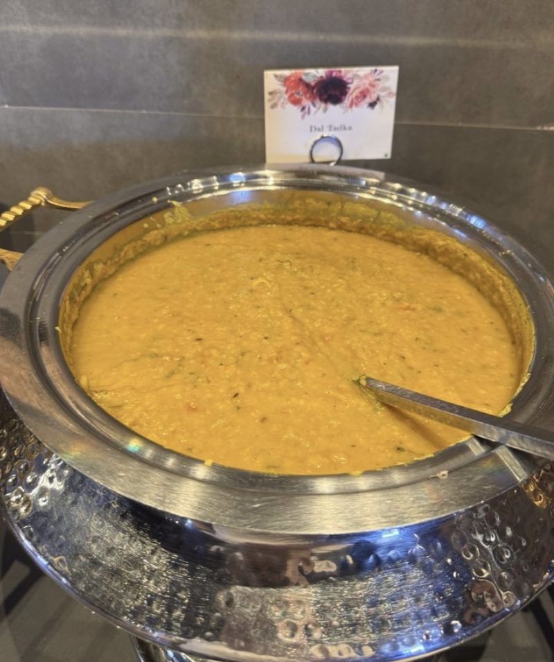 Dal tadka simmering in a chafing dish